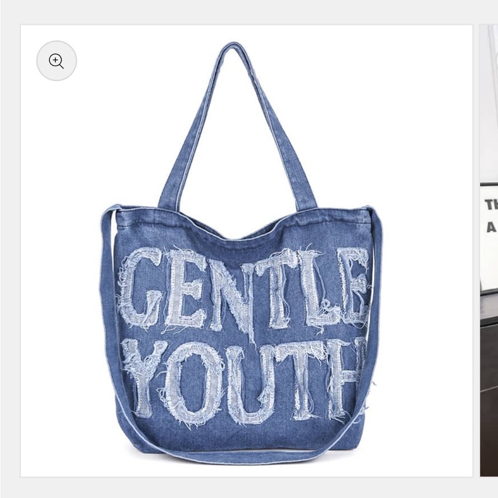 Denim Tote Bag Gentle Youth Crossbody Bag Shoulder Bag Distressed Blue NWOT